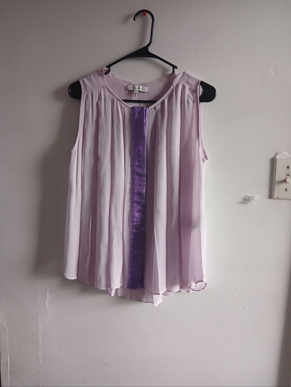 Sandro Lilac Sleeveless Chiffon Camisole with Purple Center Panel